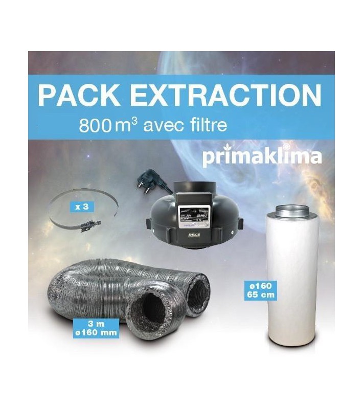 Pack Extraction 800m3 avec Filtre à Charbon - Ø 160mm