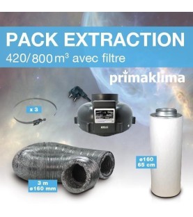 Pack Extraction 420/800m3 avec Filtre à Charbon - Ø160mm