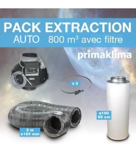 Pack Extraction AUTO 800m3 avec Filtre à Charbon - Ø160mm