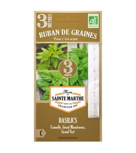 Ruban de Basilics en mélange Cannelle, Géant Monstrueux, Grand Vert AB