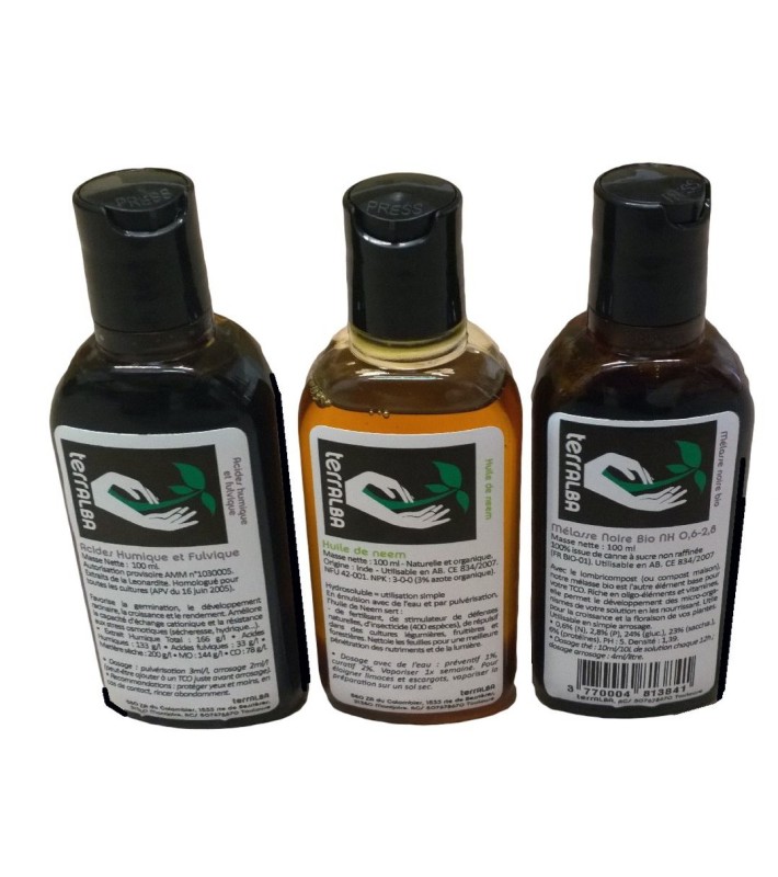 Trio - Acide Humique et Fulvique 100 mL  / Neem / Mélasse - Terralba