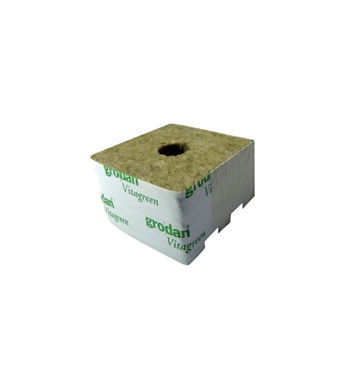 Cube de laine de roche 100x100mm Petit trou 40/35