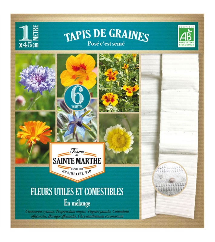 Tapis de fleurs comestibles et utiles en mélanges AB